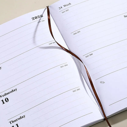 2026 A5 Weekly Planner Durable PU Cover 365 Days Daily Schedule Notebook Compact Calendar Journal School Office Agenda Organizer