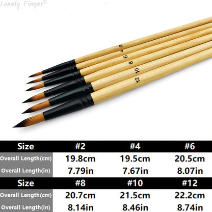 6pcs Professional Round Paint Brushes