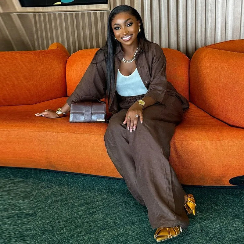 Casual shirt long pants two-piece set