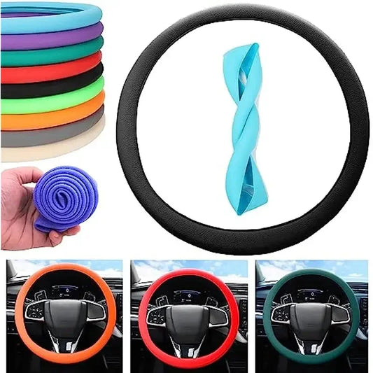 Upgraded car steering wheel cover silicone gloves anti slip and anti sweat soft multi-color car decoration DIY accessories tools
