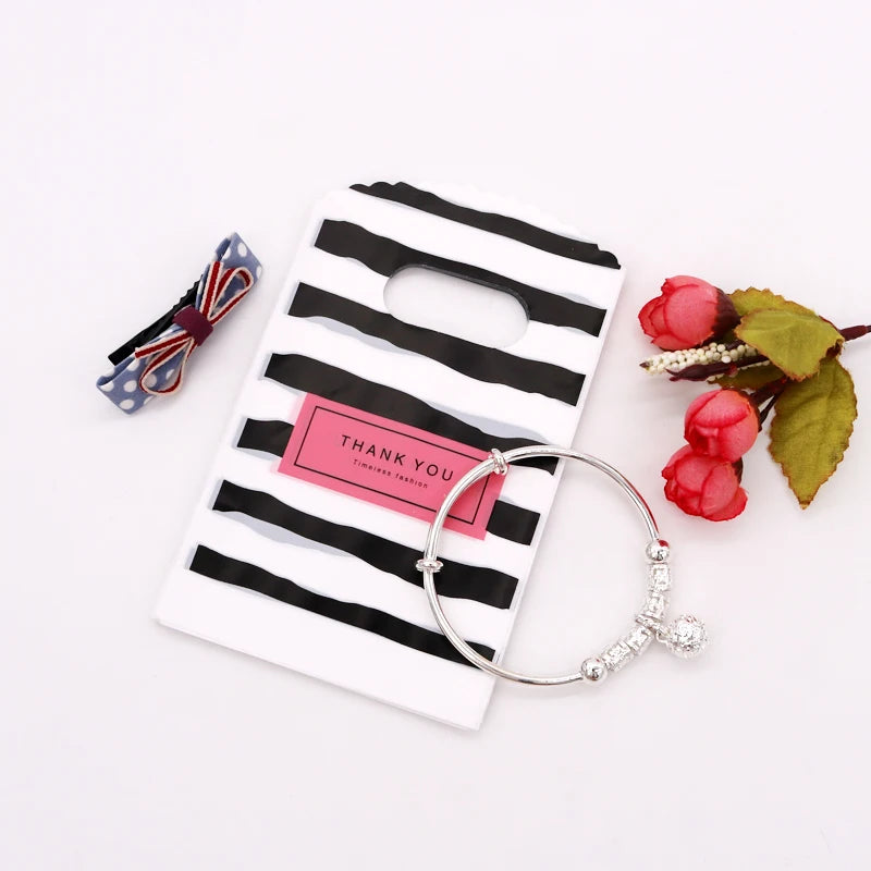Wholesale 50Pcs/Lot Plastic Bag 9x15cm Small Boutique Storage Candy Jewelry Packaging Bag Plastic Gift Bags With Handle