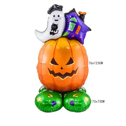 Hot Halloween Balloon Decoration Standing Hummy Pumpkin Ghost Witch Halloween Party Large Foil Balloon Inflatable Door Tree Deco