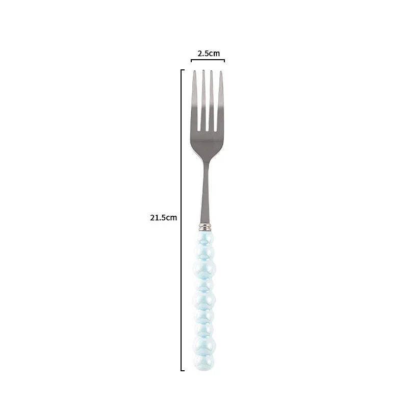 Ceramic Pearl Handle Cutlery Set Knife Fork Spoon Creative Cute Soup Spoon Western Food Steak Knife Spoon and Fork Set