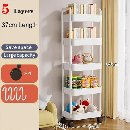 Kitchen Organizers And Storage Rack Household Cart With Wheels Multifunctional Home Accessories Mobile Rack Trolley Bookshelf