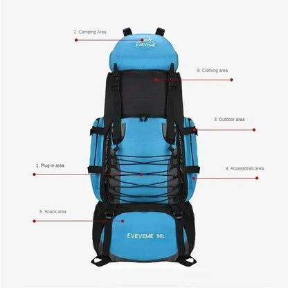 Large Capacity 90L Travel Bag Camping Backpack