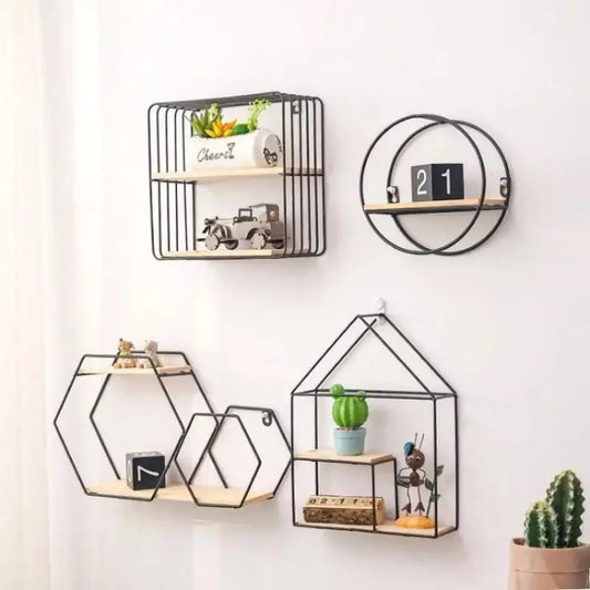 1Pcs Black/Gold Nordic Wall Shelf Metal