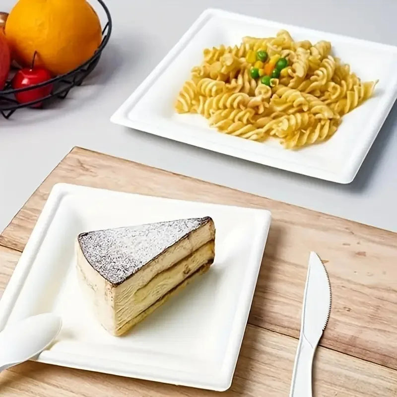 Disposable Square Plates Household Kitchen Restaurant Fruit Salad Dessert Appetizer Birthday Party Christmas Picnics Tableware