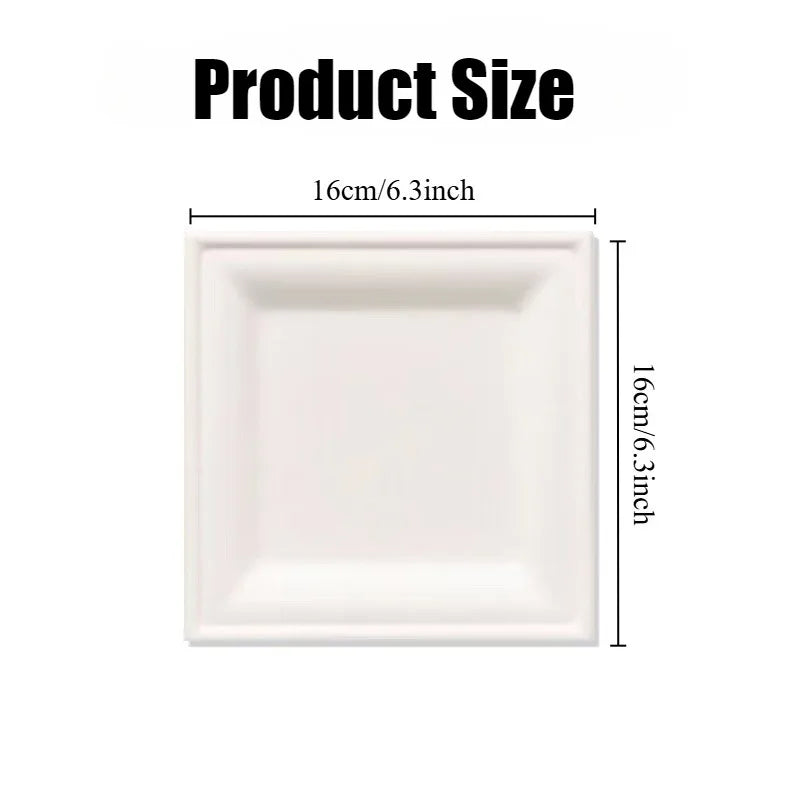 Disposable Square Plates Household Kitchen Restaurant Fruit Salad Dessert Appetizer Birthday Party Christmas Picnics Tableware