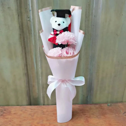 New Sunflower Bear Bouquet Bouquet Decoration Rose Sunflower Soap Flower Graduation Gift Valentine'S Day Cartoon Lovely Bear