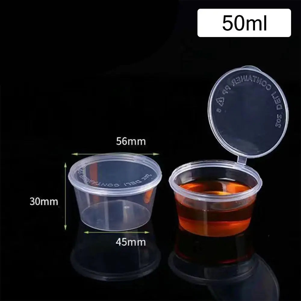 50pcs Sealed and Leak-proof Disposable Sauce Cup Sauce Cup Containers with Hinged Lids One-piece Sauce Dispensing Box Reusable
