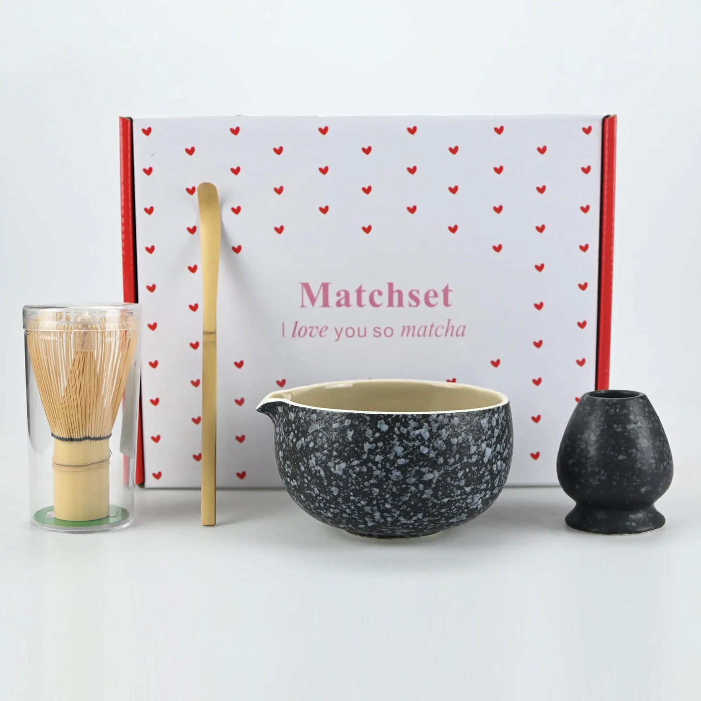 Matcha Whisk Set - Matcha Bowl and Bamboo Matcha Whisk, Tea Strainer, Scoop, Spoon, Sifter, Whisk Holder, Matcha Making Kit For