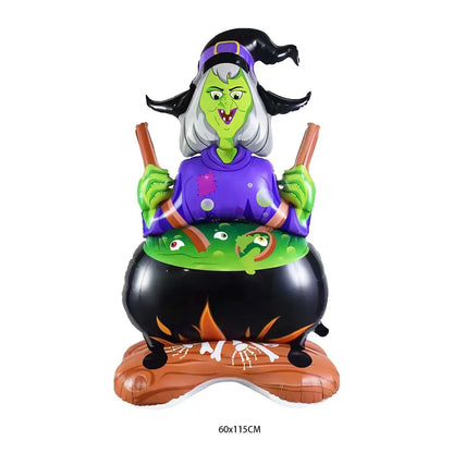 Hot Halloween Balloon Decoration Standing Hummy Pumpkin Ghost Witch Halloween Party Large Foil Balloon Inflatable Door Tree Deco