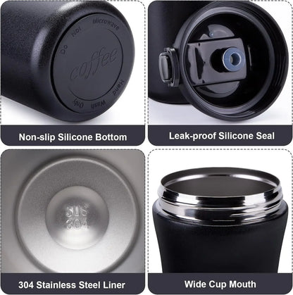 400ml Coffee Cup Stainless Steel Thermos with Straw Double-layer Vacuum Insulated Bounce Cup Portable Travel Car Creative Cup