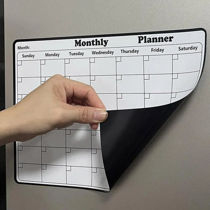 Soft Magnetic Memo Board - Reusable Weekly Planner, Decorative Modern Fridge Organizer for Home Office, PVC Grid Calendar &amp; Note