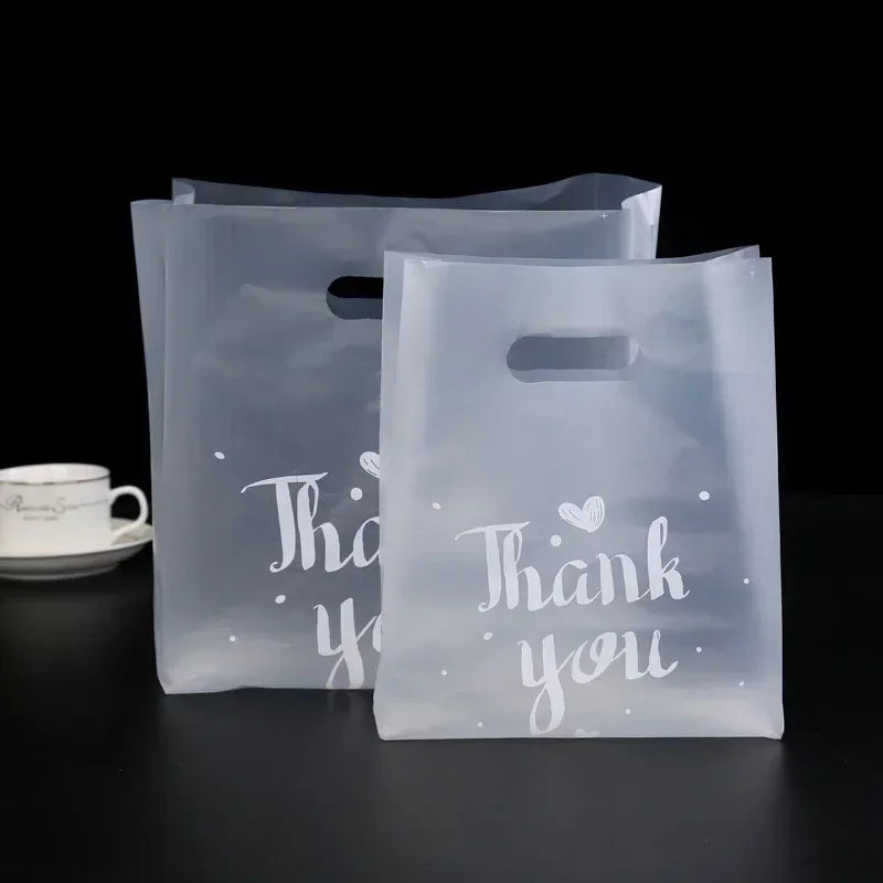 50pcs Plastic Packaging Bag With Handle 29x38x20cm Frosted Shopping Bags Gift Bags for Clothing Christmas Wrapping Supply