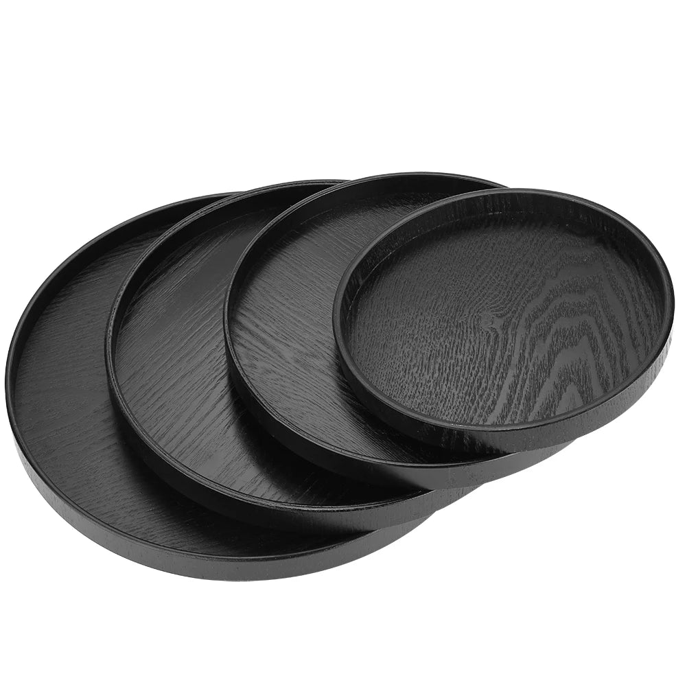Round Wooden Tea Table Tray Coffee