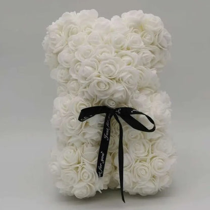 Home Romantic Valentine's Day Eternal Rose Bear, Christmas Wedding Floral Decoration Gift, Creative Rose Bear Hug Bear for Home