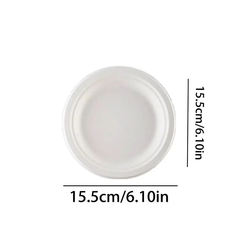 50pcs/set Disposable Round Plates Pulp Lunch Boxes Disposable Paper Plates Light Takeaway Salad Soup Noodle Square Bowls