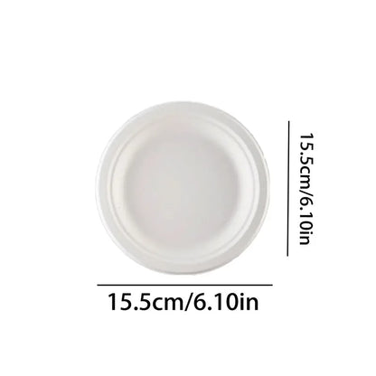 50pcs/set Disposable Round Plates Pulp Lunch Boxes Disposable Paper Plates Light Takeaway Salad Soup Noodle Square Bowls