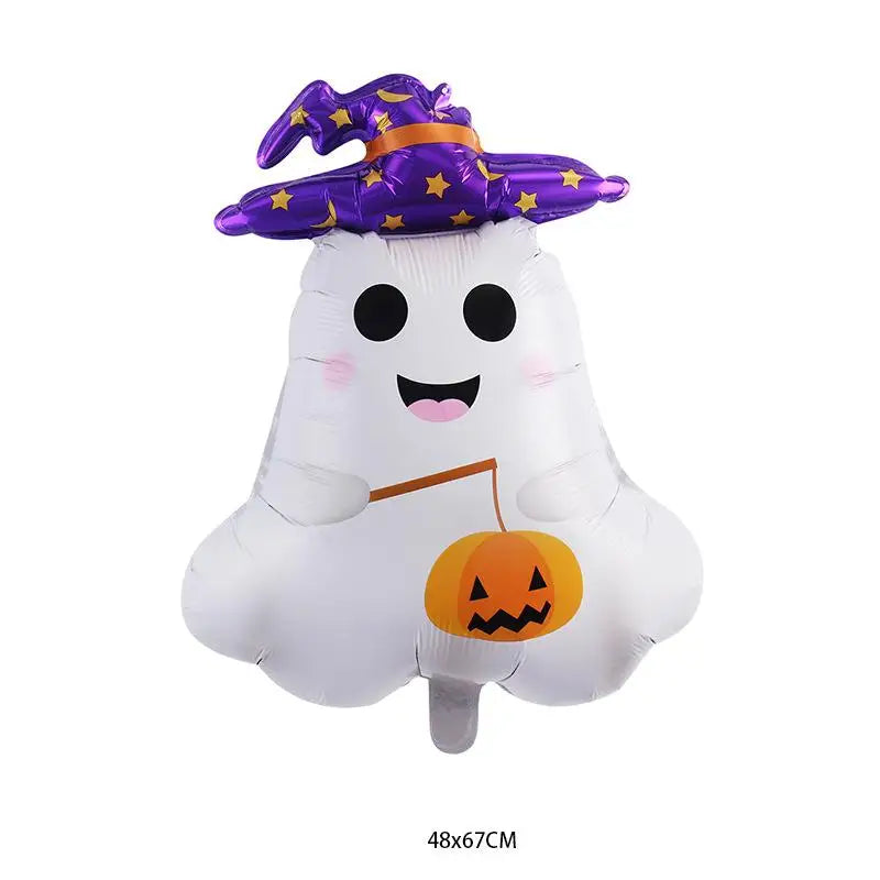 Hot Halloween Balloon Decoration Standing Hummy Pumpkin Ghost Witch Halloween Party Large Foil Balloon Inflatable Door Tree Deco