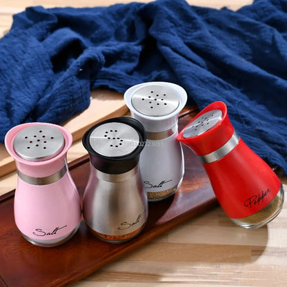 1PC Seasoning Shaker Glass Bottles Spices Storage Barbecue Condiment Jar Salt Pepper Boxes for Kitchen Gadget Tools Organizer