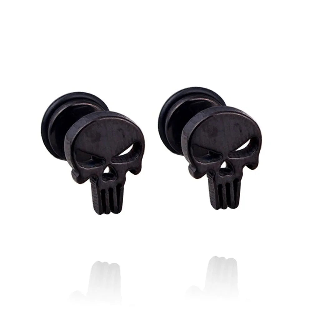 1 Pair Fashion Titanium Round Cake Stud Earrings For Men Women Halloween Pumpkin Head Earrings Stainless Steel Jewelry Evil Eye