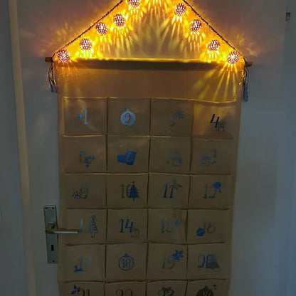 Advent Calendar Made of Fabric for Hanging with 24 Pockets To Numbers in Silver and Blue Christmas Home Wall Decoration New Year