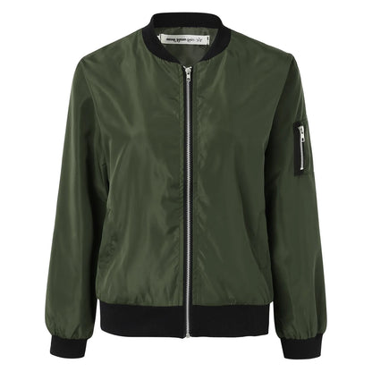 Female Army Green Bomber Jacket