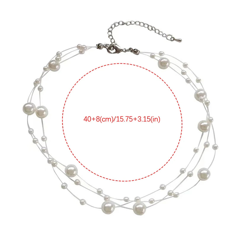 French Style Light Luxury Elegant Niche Design Pearl Multi-layer Pendant Necklace Women Sweet Jewelry Accessories Gift