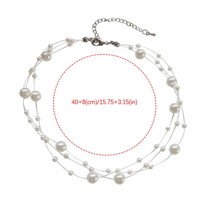 French Style Light Luxury Elegant Niche Design Pearl Multi-layer Pendant Necklace Women Sweet Jewelry Accessories Gift