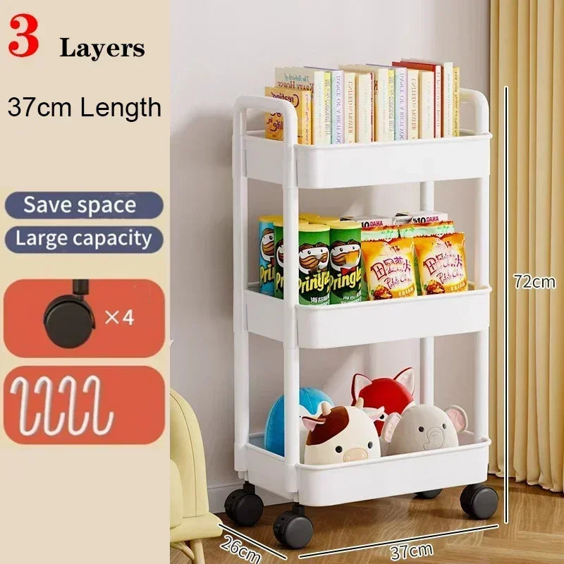 Kitchen Organizers And Storage Rack Household Cart With Wheels Multifunctional Home Accessories Mobile Rack Trolley Bookshelf