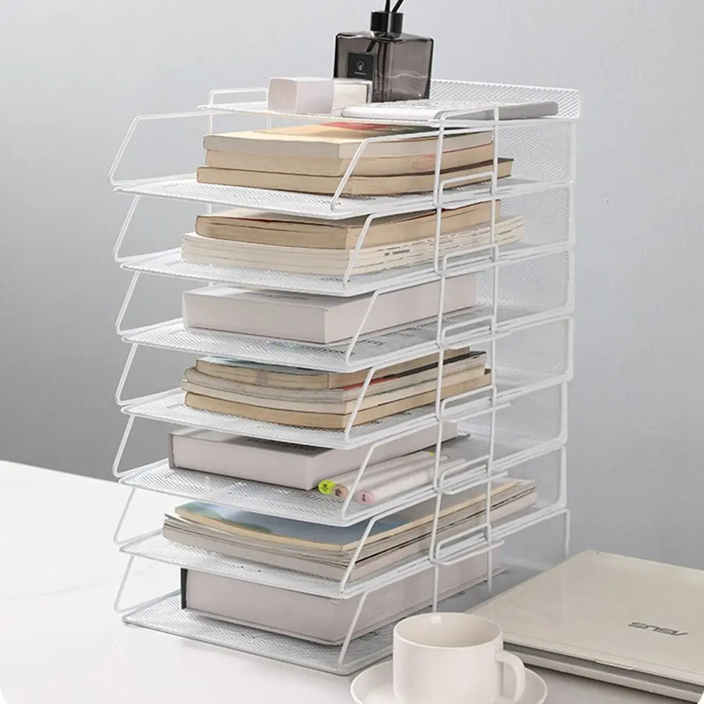 Desktop Organizer Stackable File Rack File Organizer Papers Rack A4 File Storage Tray Iron Minimalism Home Office Supply