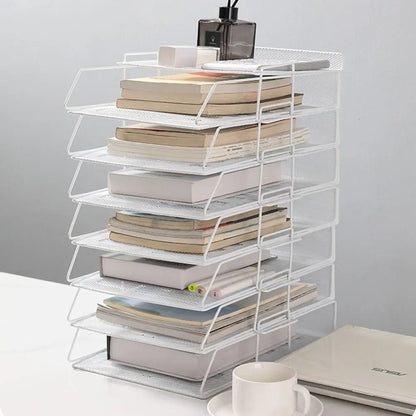 Desktop Organizer Stackable File Rack File Organizer Papers Rack A4 File Storage Tray Iron Minimalism Home Office Supply