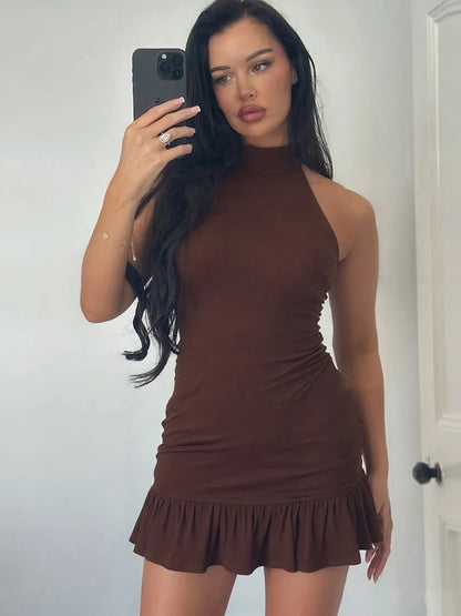 Nibber Folds Backless Dress Women