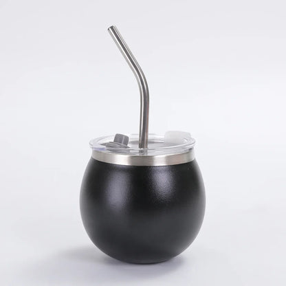 Creative 304 Stainless Steel Thermos Cup Mini Compact U-shaped Egg Cup Home with lid and straw to keep Cold Matai Cup