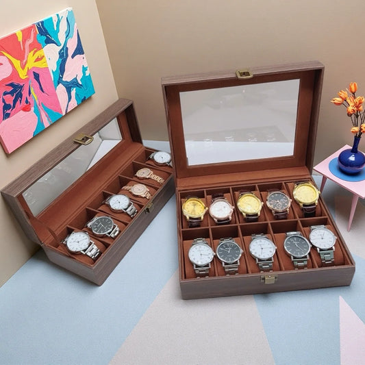 Wood Watch Box 6/10/12 Grids Watches