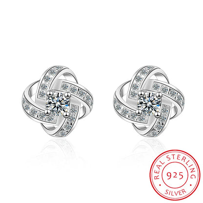925 Sterling Silver Earrings For Women Sterling-silver-jewelry Zirconia Eternal Heart Twist Earrings Oorbellen S-e430