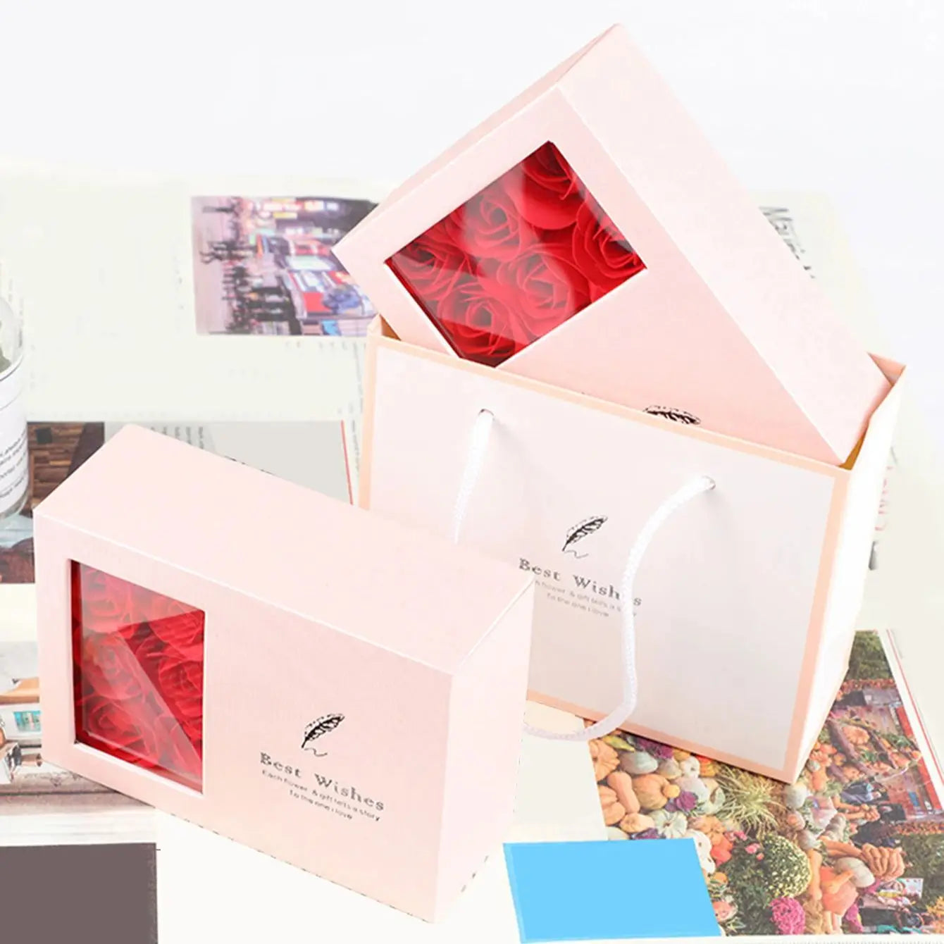 1Set 6 Rose Gift Box Window Jewelry(No Jewelry)