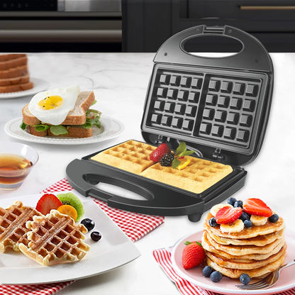 Waffle Maker with Non-Stick Coated Plates, Cool Touch Housing, Power and Ready Indicators, Breakfast Maker, Cord Winder, 750W