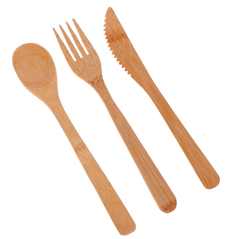 9 Pcs/Set cubiertos de Bamboo