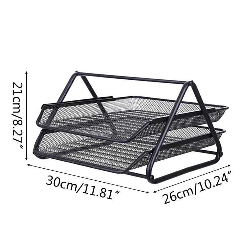 Office A4 Paper Desk Organizer Document File Letter Book Brochure Filling Tray Rack Shelf Carrier Metal Wire Mesh Storage Holder