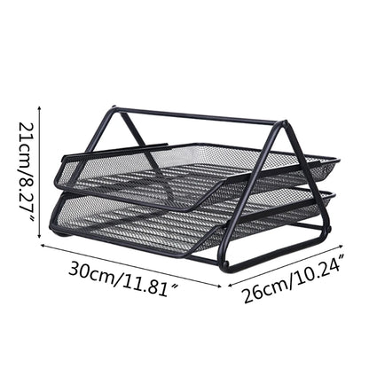 Office A4 Paper Desk Organizer Document File Letter Book Brochure Filling Tray Rack Shelf Carrier Metal Wire Mesh Storage Holder