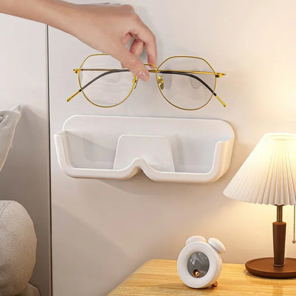 Wall Mounted Glasses Storage Rack Punch-free Self-adhesiu Glass Display Cabinet Glasses Storage Box Sunglasses Organizer