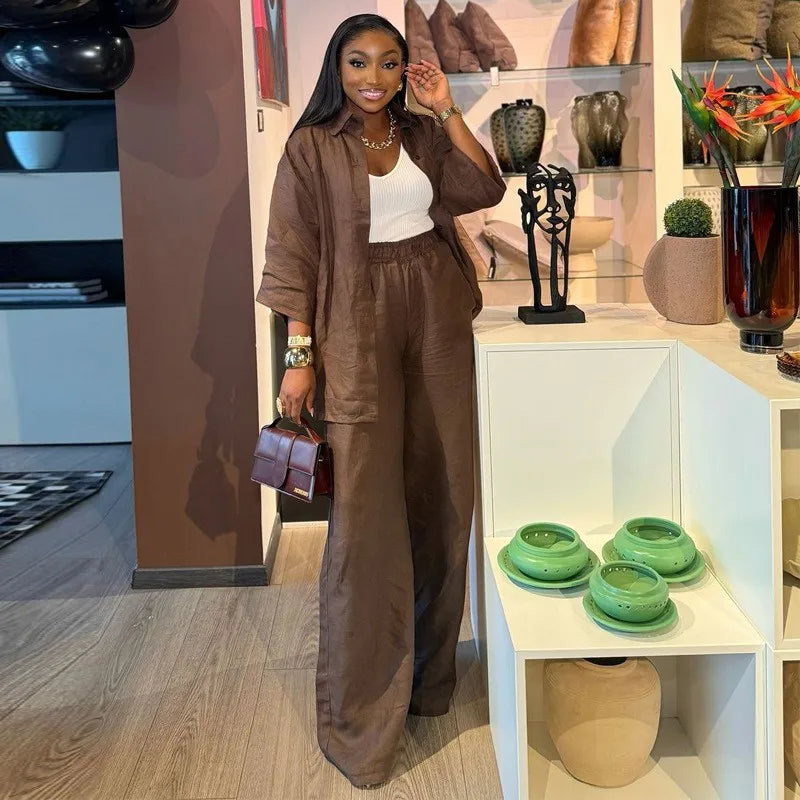 Casual shirt long pants two-piece set