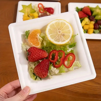 Disposable Square Plates Household Kitchen Restaurant Fruit Salad Dessert Appetizer Birthday Party Christmas Picnics Tableware