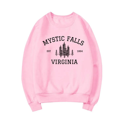 MYSTIC FALLS Women autumn and winter fashion sweatshirt digital printing round neck drop shoulder long sleeve sweatshirt