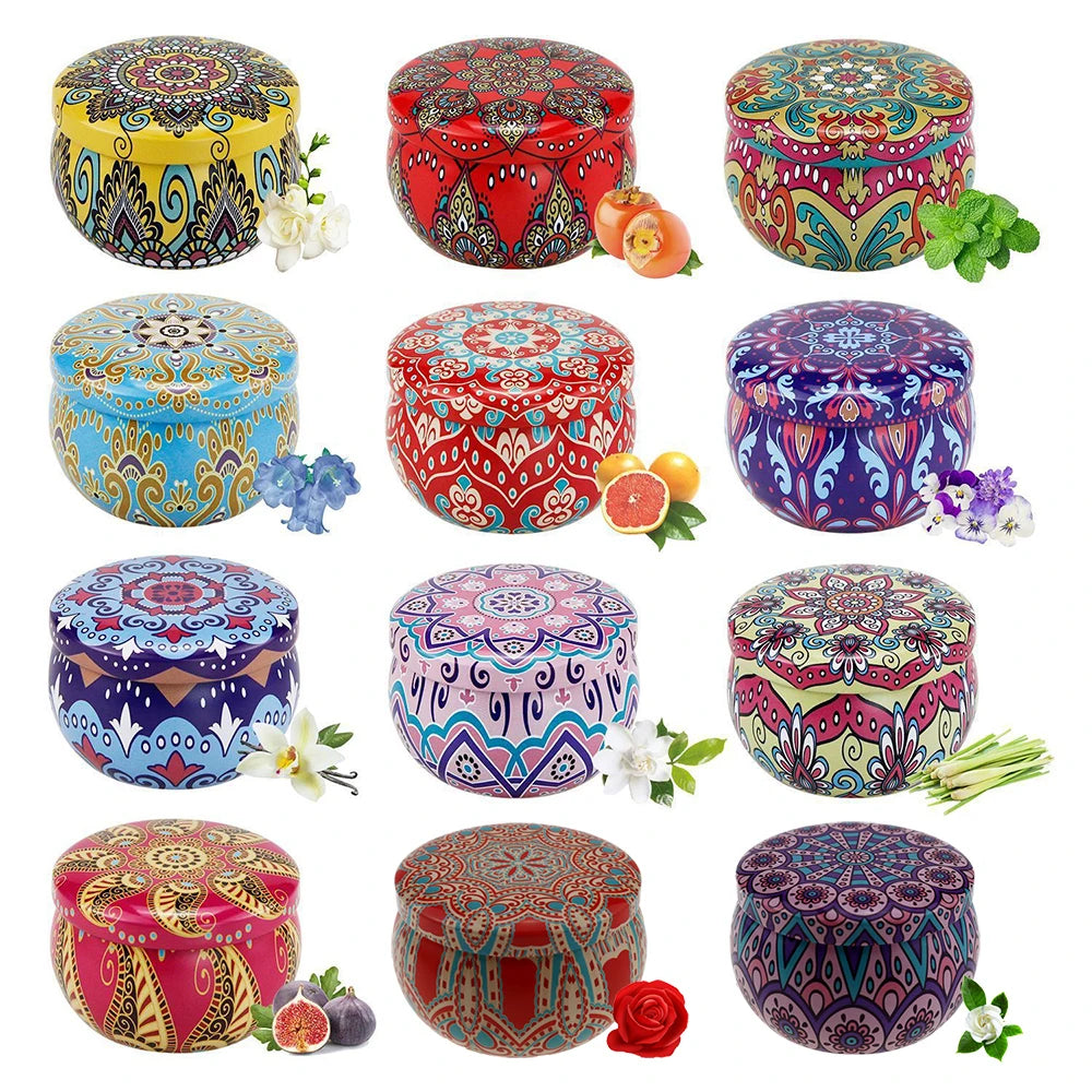 12Pcs Tinplate Empty Candle Jars 2Oz 4Oz