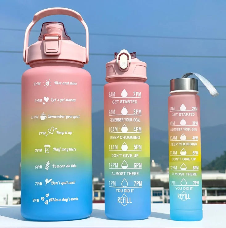 3-Piece Set Large Capacity Gradient Water Bottle