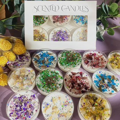 6-Pec Glitter Flower Candle Gift Set