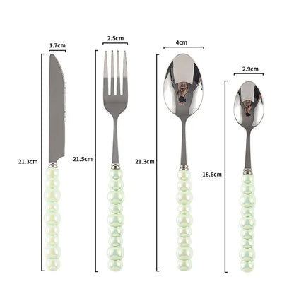 Ceramic Pearl Handle Cutlery Set Knife Fork Spoon Creative Cute Soup Spoon Western Food Steak Knife Spoon and Fork Set